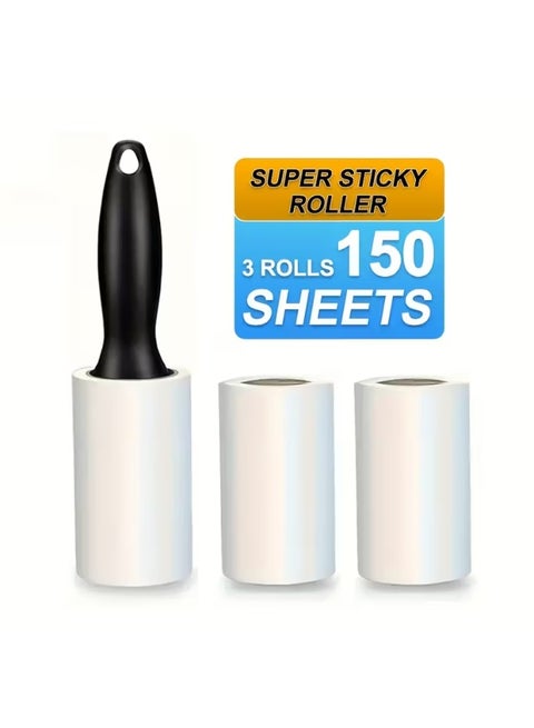 Premium Lint Roller with Handle and Refill Rolls – Heavy-Duty Pet Hair Remover for Clothes, Carpets, and Sofas – Ultra Sticky Lint Remover for Fur, Dust & Fabric Cleaning