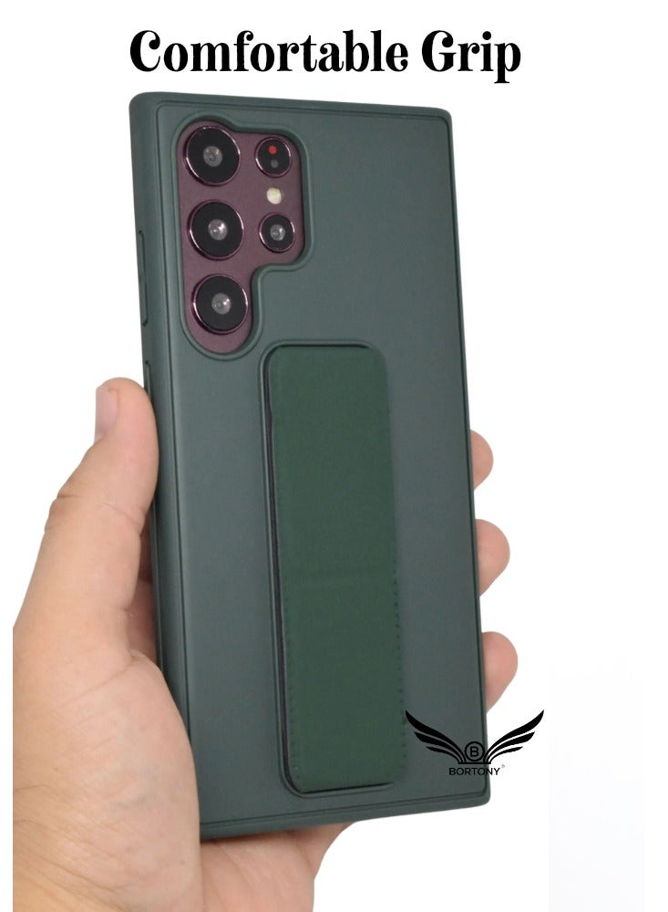 BORTONY Galaxy S23 Ultra Case Fully Covered With Finger Grip Stand Holder Anti Slip Shockproof Protective Case Cover For Samsung Galaxy S23 Ultra 5G - Image 2