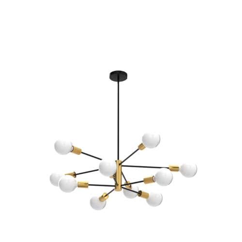 RUIYEY Sputnik Chandeliers Modern Black and Gold Chandeliers 10-Light Mid Century Farmhouse Chandelier Ceiling Light Fixture Height Adustable Pendant Light for Kitchen Island Living Room Dining Room - Image 4