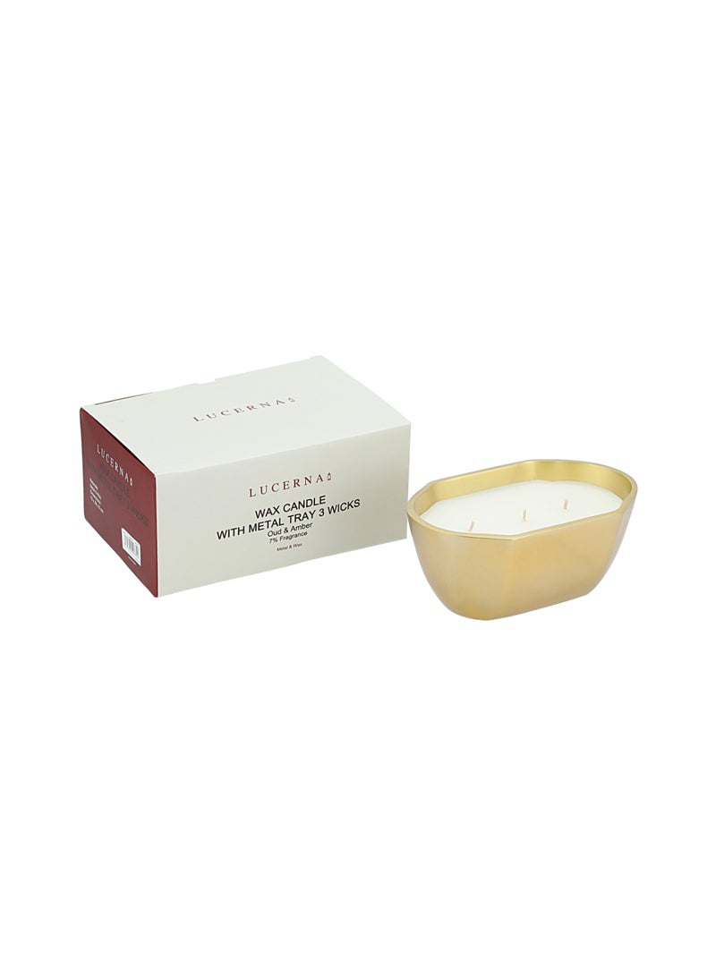 4 Wicks Wax Candles With Metal Tray 13*20*9.5 cm  - Image 1