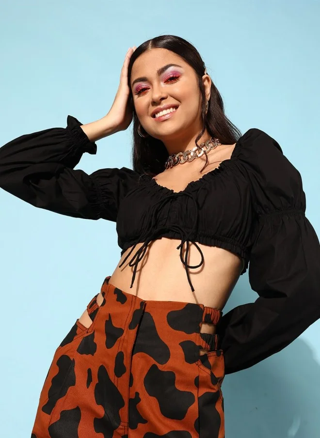 STREET 9 Classy Black Solid Top for Women