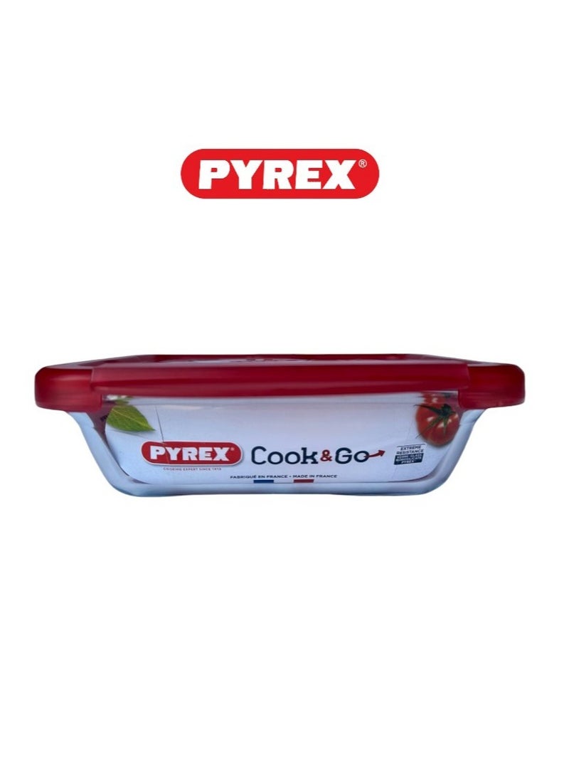 Pyrex Cook&Go 0.8L Rectangle Storage Dish with Airtight Lid - Versatile Freezer-to-Oven Solution Red 0.8Liters - Image 4