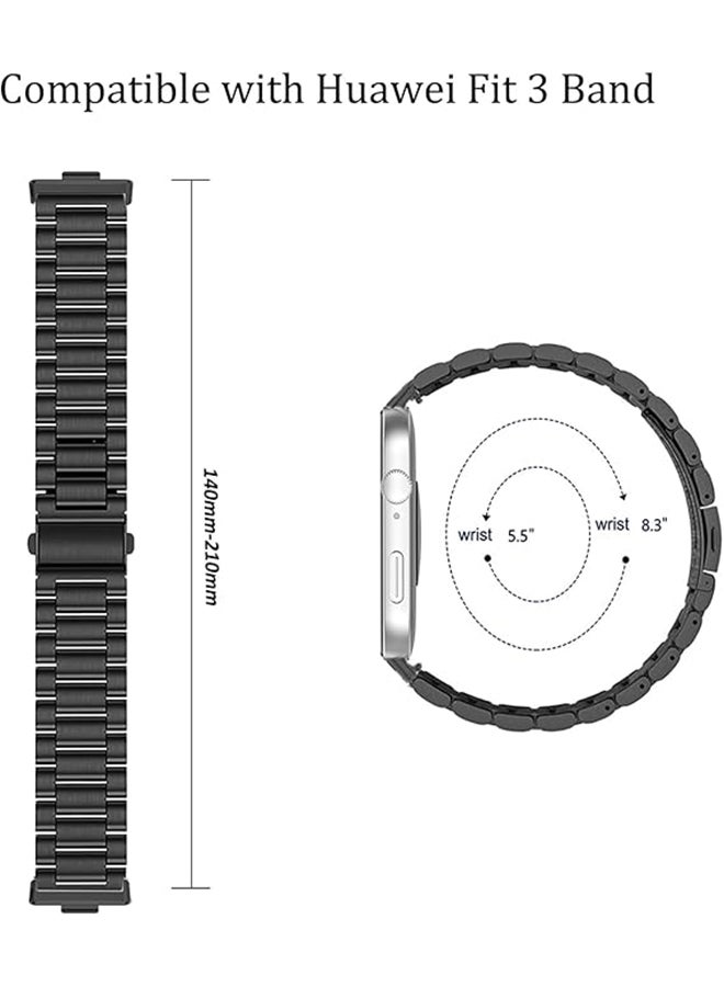 VINSOC أحزمة متوافقة مع ساعة هواوي فيت 3، أحزمة بديلة معدنية من الفولاذ المقاوم للصدأ، سوار عمل لساعة هواوي فيت 3 للرجال والنساء باللون الأسود - Image 3