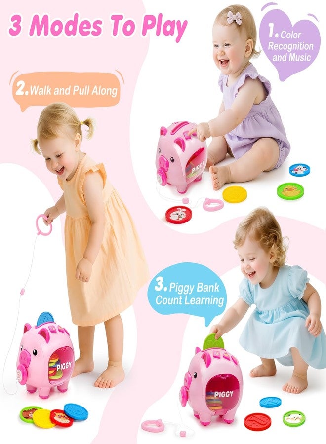 LACCHOUFEE Musical Piggy Toys for 1 Year Old Girl Gift, Piggy Bank with Educational Number, Color, Animal Coin for Baby Interactive Toy 6-12-18 Month, Christmas 1st Birthday for 7 8 9 10 Month Old Girl Boy - Image 5
