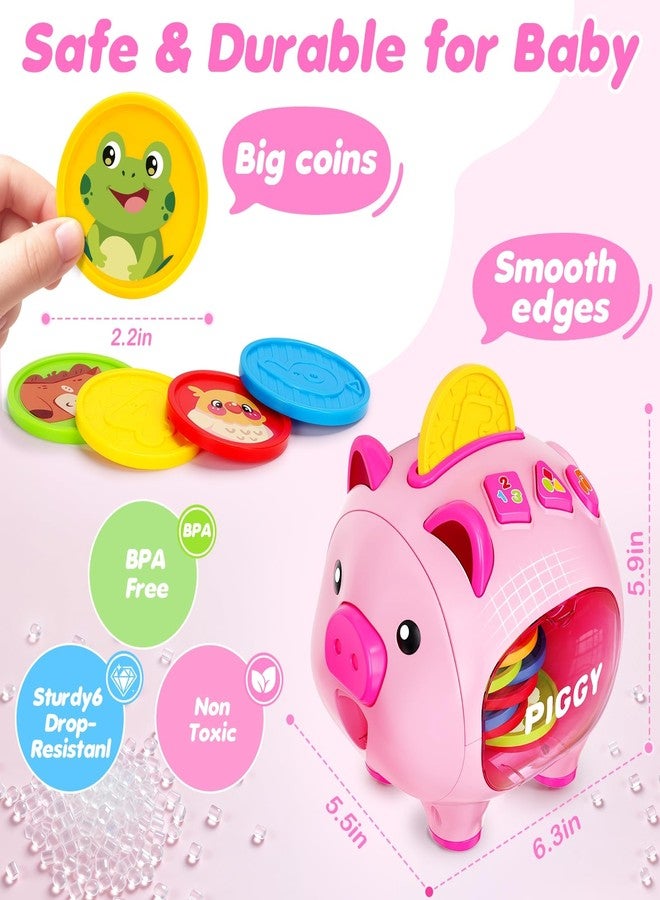LACCHOUFEE Musical Piggy Toys for 1 Year Old Girl Gift, Piggy Bank with Educational Number, Color, Animal Coin for Baby Interactive Toy 6-12-18 Month, Christmas 1st Birthday for 7 8 9 10 Month Old Girl Boy - Image 2