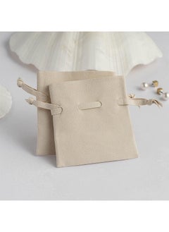 Depend 10PCS Microfiber Drawstring Bag Luxury Small Jewelry Gift Pouch Packaging For Necklace Rings Earrings Imitation Leather Flip Headphone Bag Bundle Mouth Velvet Bag Beige 5X9CM  - Image 5