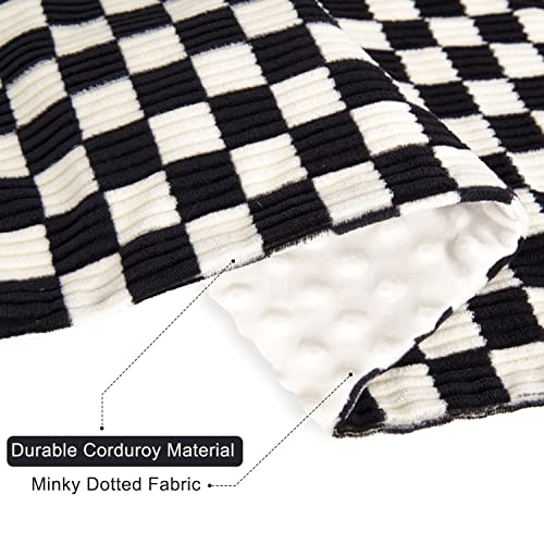 BEILIMU Baby Blanket for Boys Comfy Durable Corduroy Toddler Blanket with Double Layer Dotted Backing Checkerboard Grid Chessboard Gingham Warmer Bed Blankets for Newborn Infants Black, 30x40 Inches - Image 3