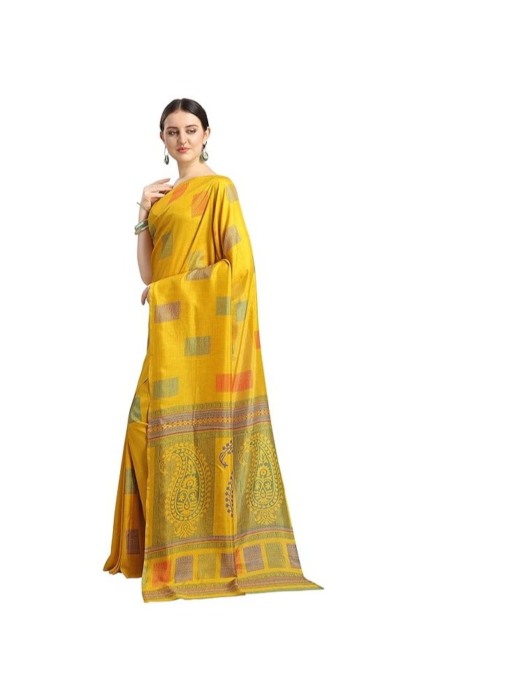 Accessorize Kingdom Women's Silk Blend Printed Saree With Blouse Piece  - Image 2