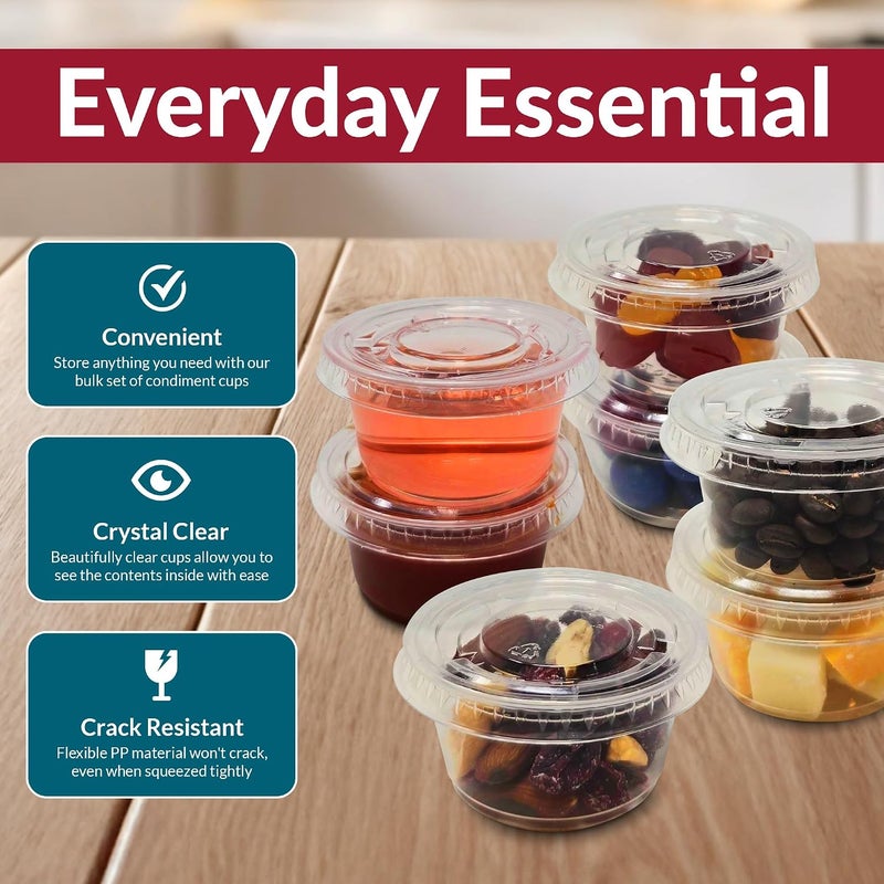 Reli. 3.25 oz Condiment Containers with Lids (100 sets) | Ideal for Sauce, Souffle, Samples, Jello Shot Cups | Disposable, BPA-Free Plastic | Small Containers 3.25oz, Bulk - Image 3