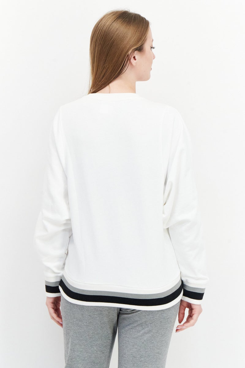 Reebok Women Sportswear Fit Long Sleeves Walking Sweatshirt, White - Image 3