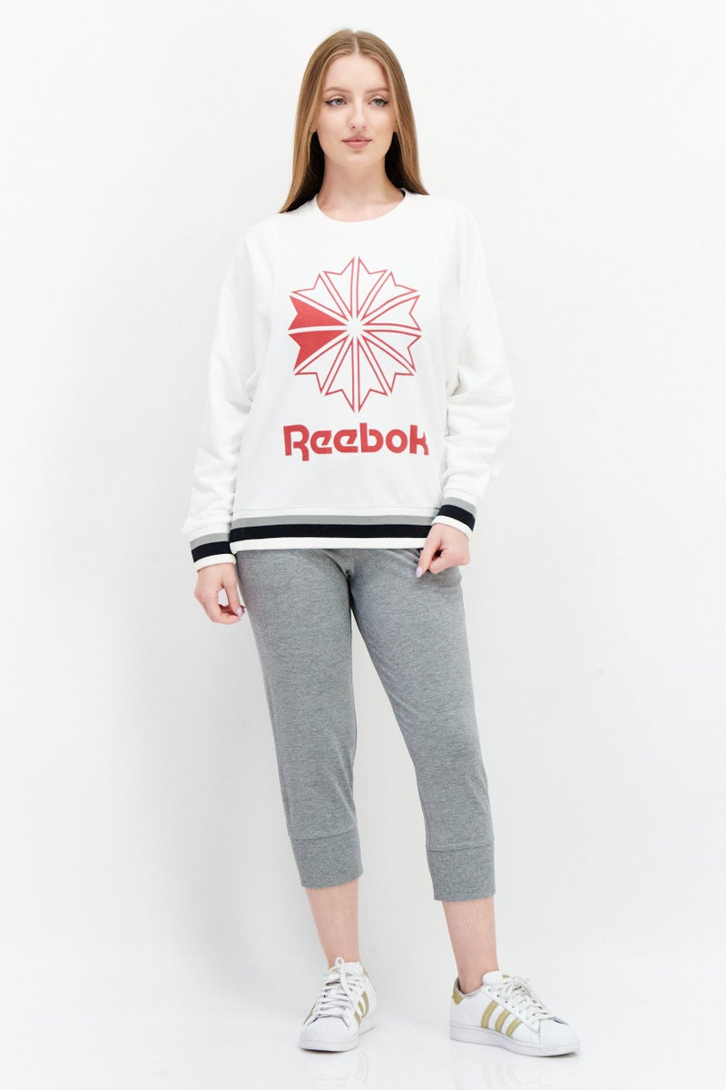 Reebok Women Sportswear Fit Long Sleeves Walking Sweatshirt, White - Image 4