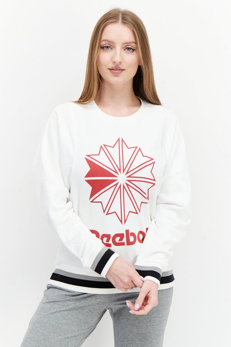 Reebok Women Sportswear Fit Long Sleeves Walking Sweatshirt, White - Image 1