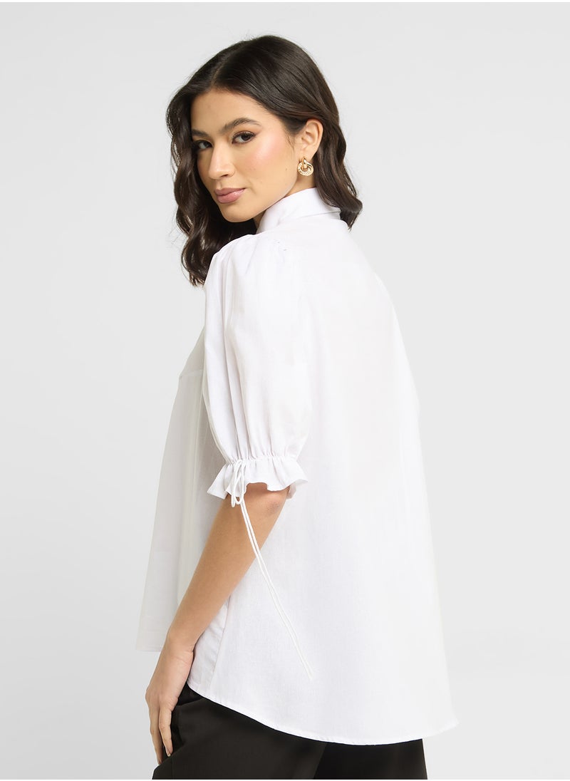 ELLA - Puff Sleeve Button Down Top - Image 1