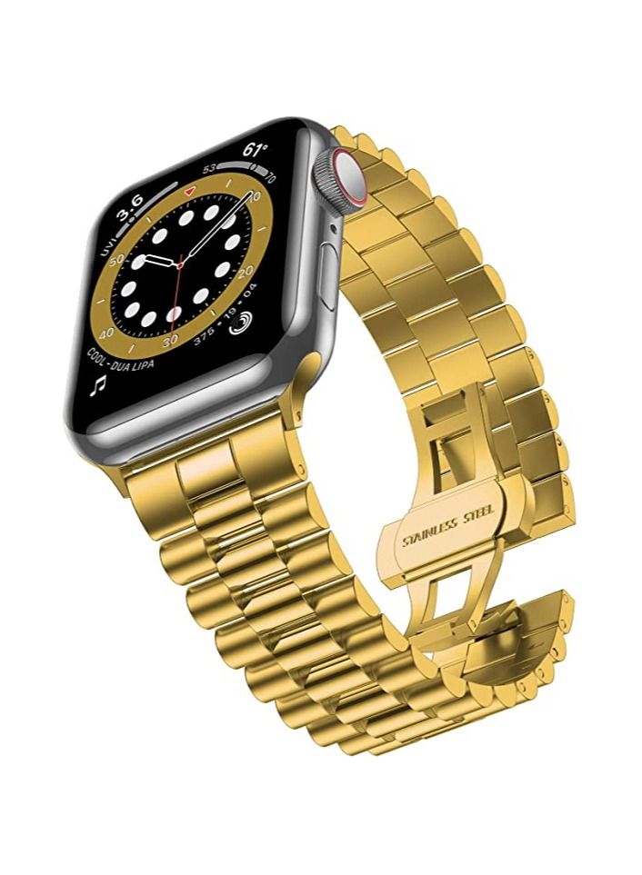 Replacement Band Compatible with Apple Watch 45mm / 44mm / 42mm, Stainless Steel Solid Strap Metal Bracelet for Apple Watch Series 7/6/5/4/3/2/SE - Image 1