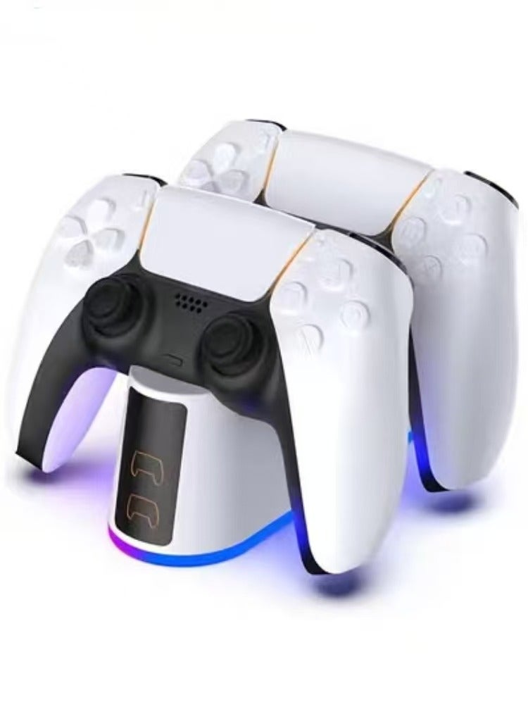 Captaintech PS5 Game Controller Charger Station with Adjustable RGB Light, 3H Fast Charging Dock for Playstation 5 Controller, LED Indicator，Click-in Design, Safe Intelligent Protection for PS5 Controller - Image 1