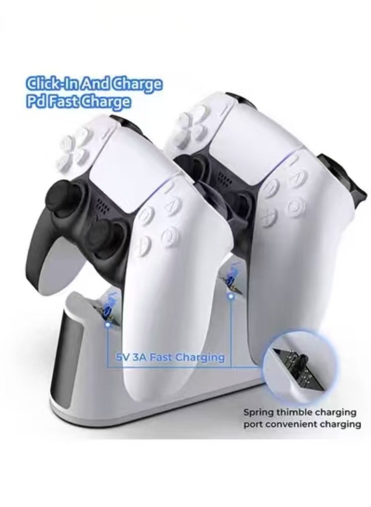 Captaintech PS5 Game Controller Charger Station with Adjustable RGB Light, 3H Fast Charging Dock for Playstation 5 Controller, LED Indicator，Click-in Design, Safe Intelligent Protection for PS5 Controller - Image 4
