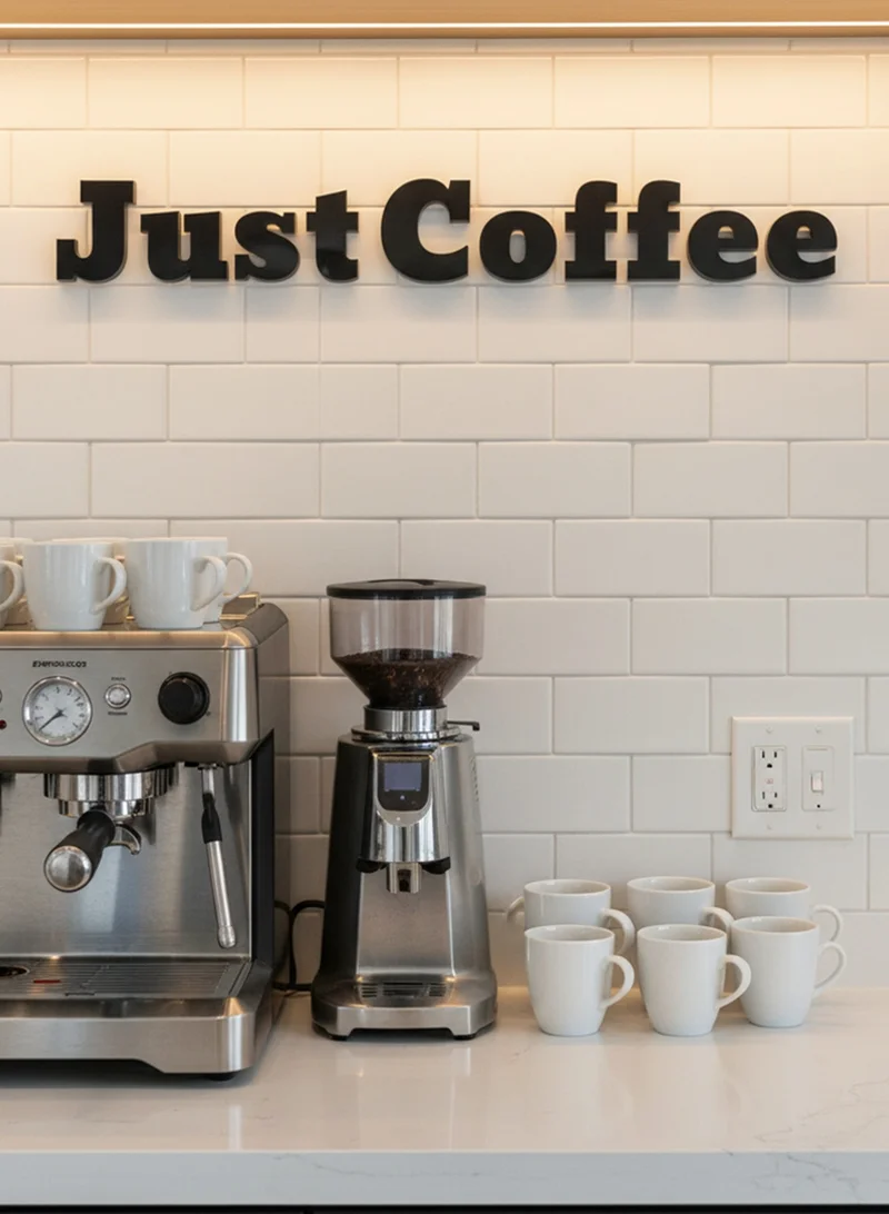 لوحة لوحة أكريليك بلاصق خلفي مصممة بالليزر على شكل عبارة إنجليزية عن القهوة