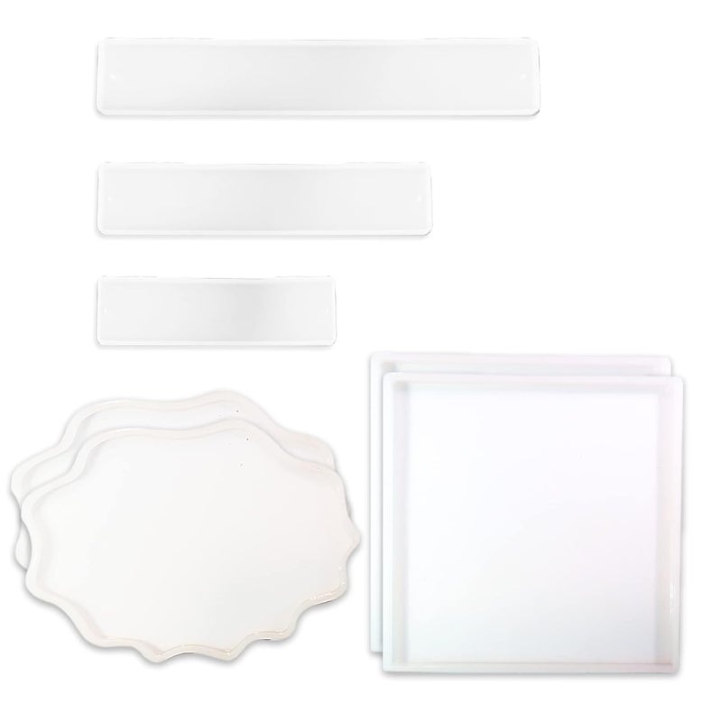 SHADOW ART Epoxy Resin Silicone Mould Kit 2 Coaster Mould Set of 3 Bookmark Mould for Creative Casting DIY Crafting Mold Set of 7 - Image 1