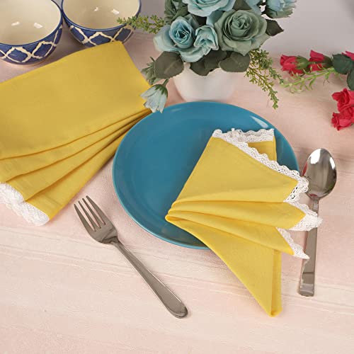 FINGERCRAFT Table Napkins Set of 12 Cotton Linen Blend 20x20 Inches Excellent Absorbency Washable and Reusable, Durable Dinner Napkin for Kitchen, Hotels, Party (Yellow, 20"x20") - Image 4