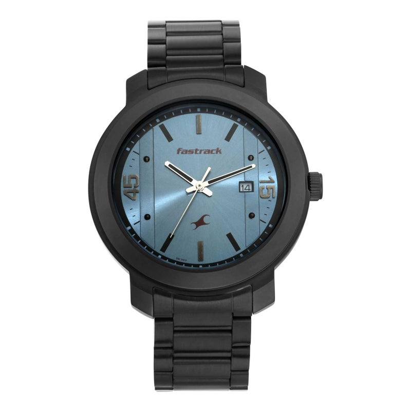 Fastrack Men Stainless Steel Bare Basics Analog Blue Dial Watch-3246Nm01/Np3246Nm01, Band Color-Black - Image 5