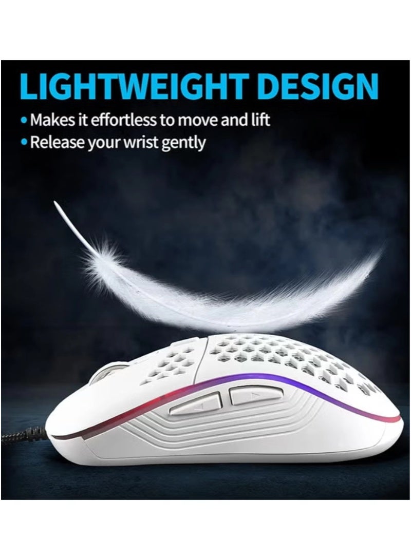 inston Honeycomb design wired gaming mouse, 7200 adjustable DPI, RGB backlight, ergonomic design, lightweight USB computer mouse, equipped with high precision sensor, suitable for Windows PC and laptop gamers - Image 2