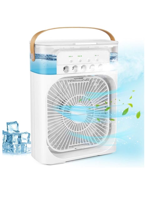 Multifunctional 3-in-1 Portable Air Conditioner Fan Water Cooler Fan Air Humidifier 7 Colors Night Light USB Desktop Fan with 3 Adjustable Wind Speeds for Home Office Outdoor Use