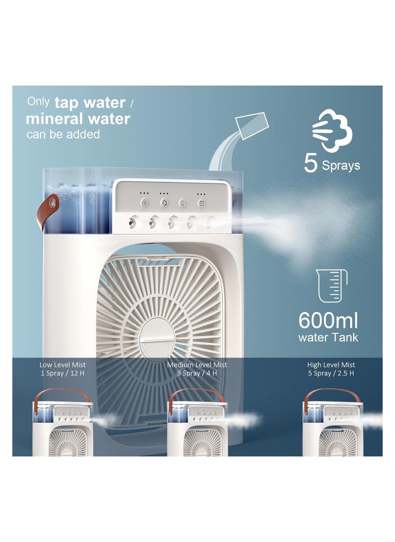 Generic - Multifunctional 3-in-1 Portable Air Conditioner Fan Water Cooler Fan Air Humidifier 7 Colors Night Light USB Desktop Fan with 3 Adjustable Wind Speeds for Home Office Outdoor Use - Image 1