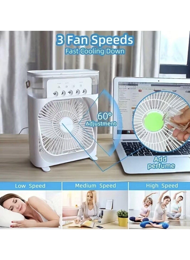Generic - Multifunctional 3-in-1 Portable Air Conditioner Fan Water Cooler Fan Air Humidifier 7 Colors Night Light USB Desktop Fan with 3 Adjustable Wind Speeds for Home Office Outdoor Use - Image 1