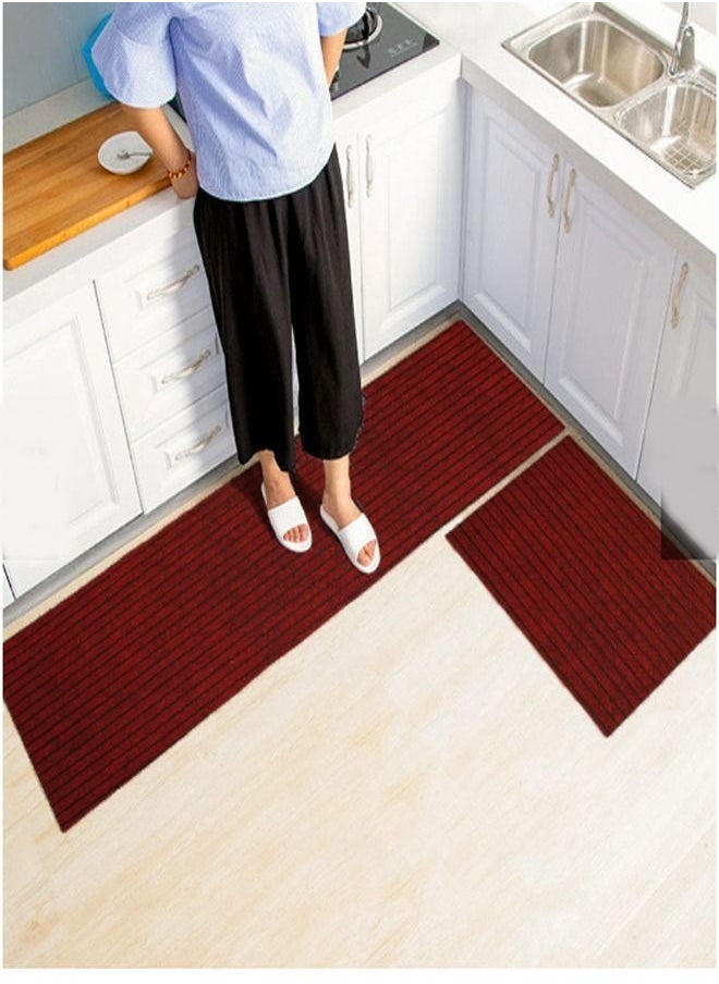 Kutis 2-Piece Kitchen Non-Slip Rugs Set Line Design Quickly Absorbs Water Mats 120 x 40 and 60 x 40 cm  - Image 2