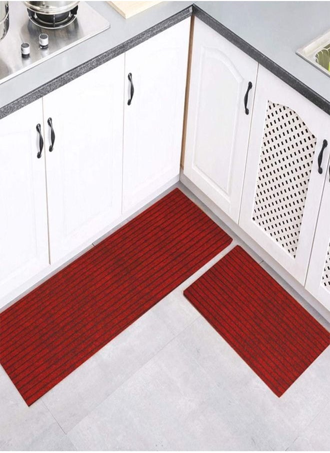 Kutis 2-Piece Kitchen Non-Slip Rugs Set Line Design Quickly Absorbs Water Mats 120 x 40 and 60 x 40 cm  - Image 1