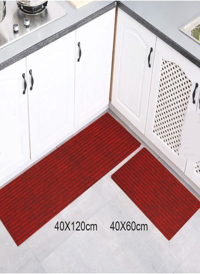 Kutis 2-Piece Kitchen Non-Slip Rugs Set Line Design Quickly Absorbs Water Mats 120 x 40 and 60 x 40 cm  - Image 3