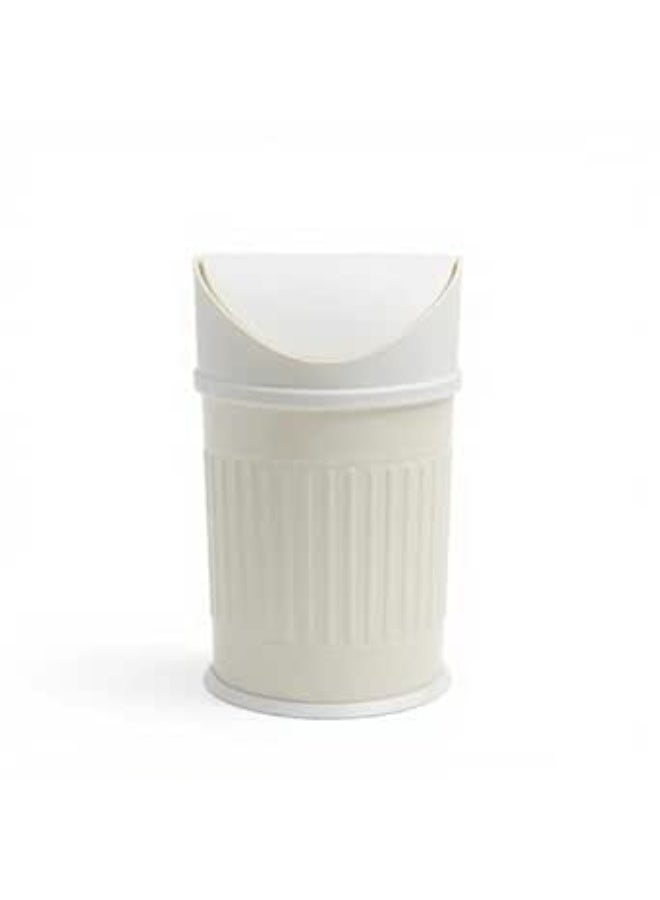 Primanova Stainless Steel Trash Bin Swing Lid Compact Round Garbage Waste Bin for Bathroom Kitchen Bedroom Office 12 Liters (Beige) - Image 1