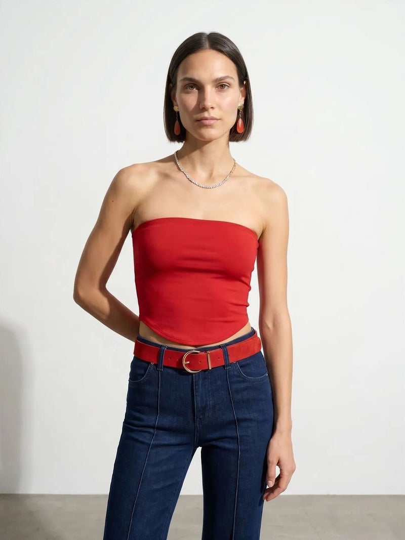 DILVIN Women’s Strapless Crop Bandeau Top - Image 3