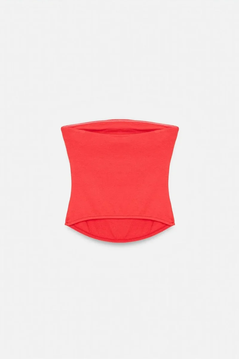 Dilvin Red DILVIN Women’s Strapless Crop Bandeau Top for Women | Best Price UAE
