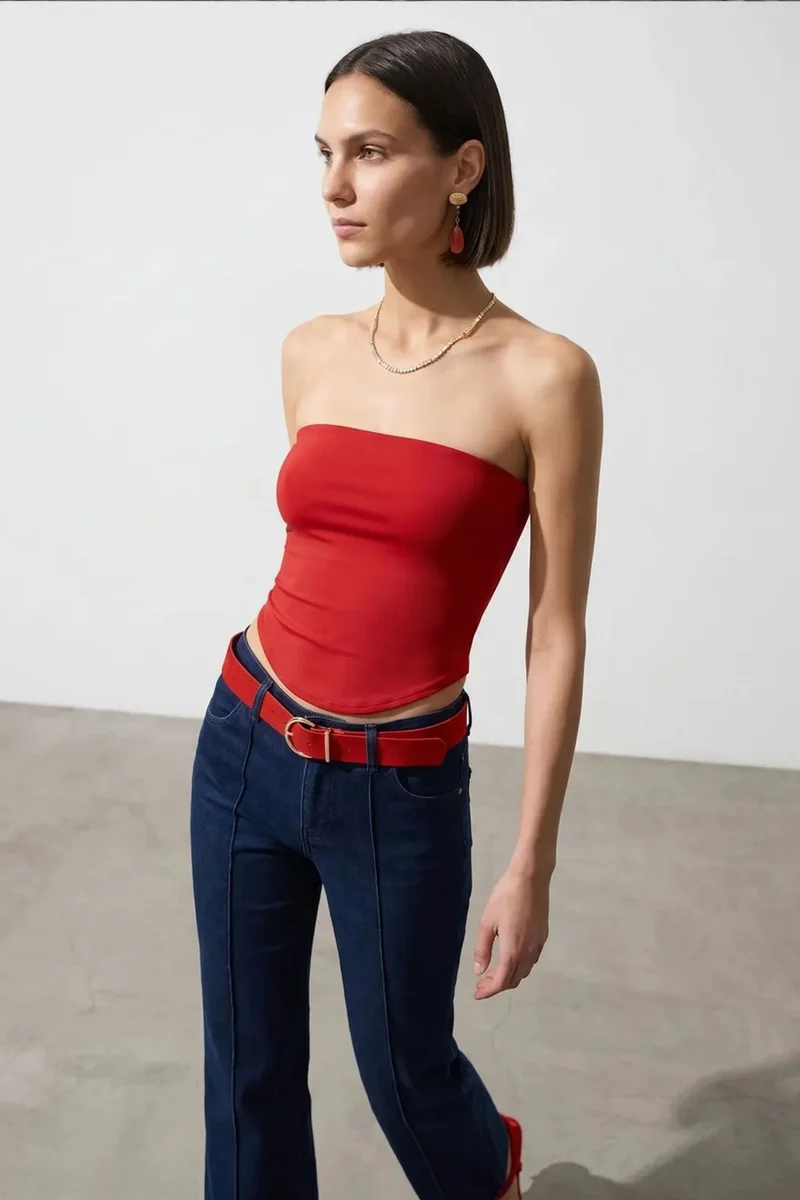 DILVIN Women’s Strapless Crop Bandeau Top