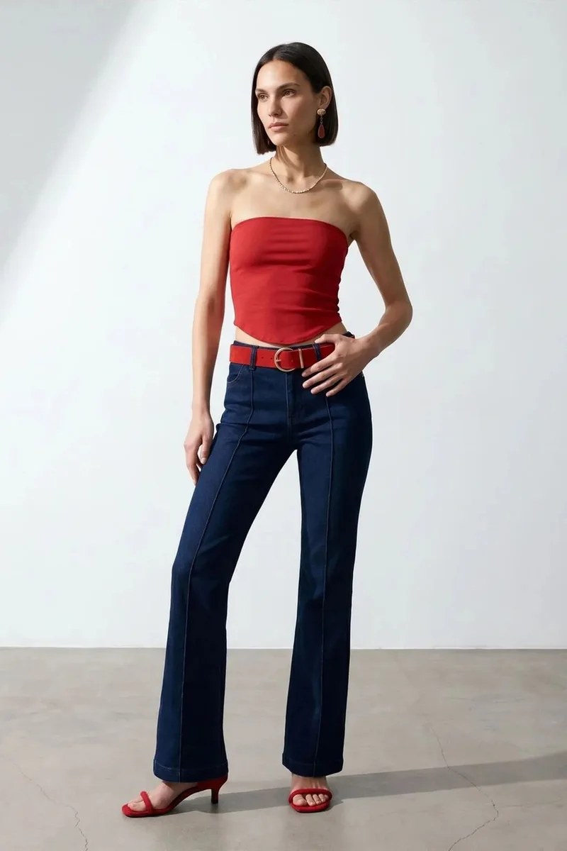Dilvin Red DILVIN Women’s Strapless Crop Bandeau Top for Women | Best Price UAE