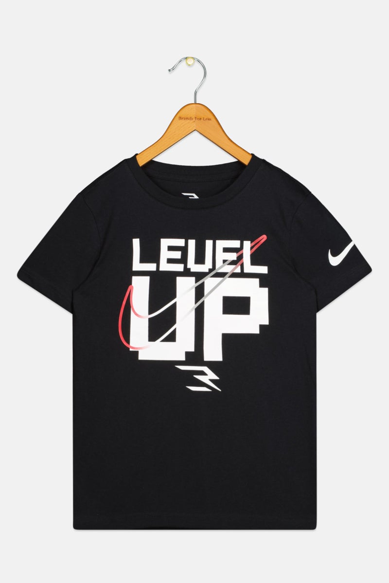 Nike تي شيرت تدريب بأكمام قصيرة من نايك 3 براند بواسطة راسل ويلسون للأطفال الأولاد، أسود - Image 1