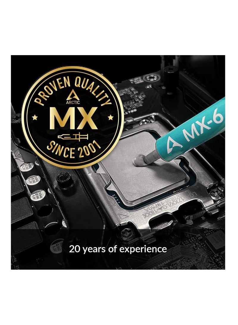 MX-6 (4 جم) - معجون حراري عالي الأداء لوحدة المعالجة المركزية ووحدات التحكم وبطاقات الرسومات وأجهزة الكمبيوتر المحمولة، موصل حراري عالي جدًا، متانة طويلة، غير موصل، معجون حراري لوحدة المعالجة المركزية - Image 5