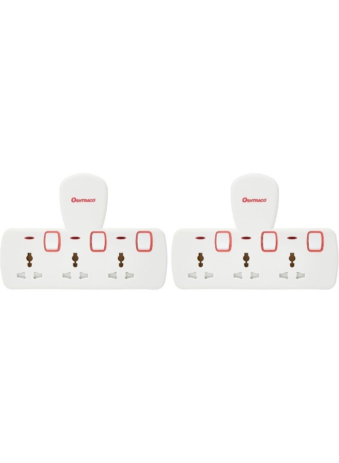 Oshtraco 3-Way Universal Plug Input Multi Extension Socket 2-Pack, Multicolor - Image 1
