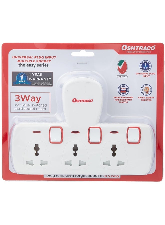 Oshtraco 3-Way Universal Plug Input Multi Extension Socket 2-Pack, Multicolor - Image 2