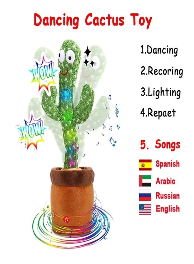 TIZOQ Cactus Toys for Kids,Cactus Toys Can Sing,Repeats Your Voice What,Recording,Dancing & Play Happy Birthday Song and Other 120 Songs. Easy to Charge by USB. - Image 5