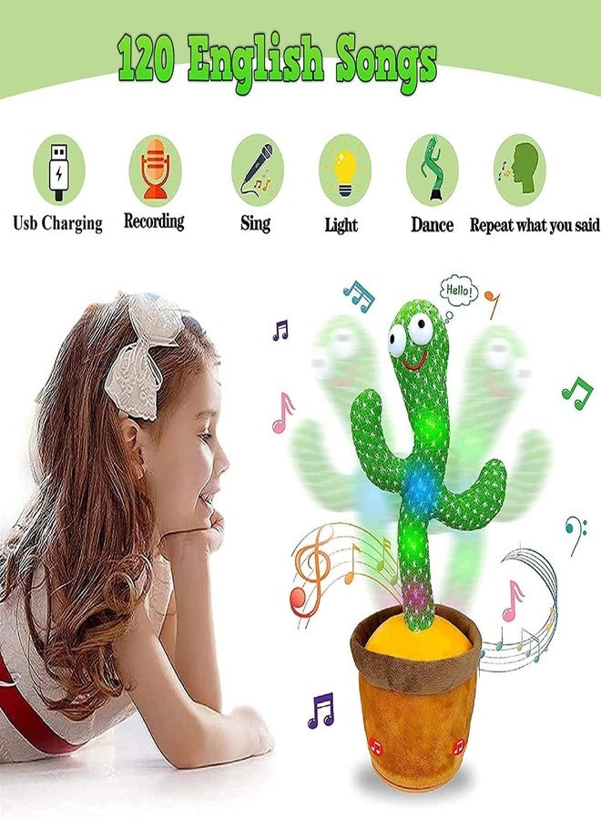 TIZOQ Cactus Toys for Kids,Cactus Toys Can Sing,Repeats Your Voice What,Recording,Dancing & Play Happy Birthday Song and Other 120 Songs. Easy to Charge by USB. - Image 4