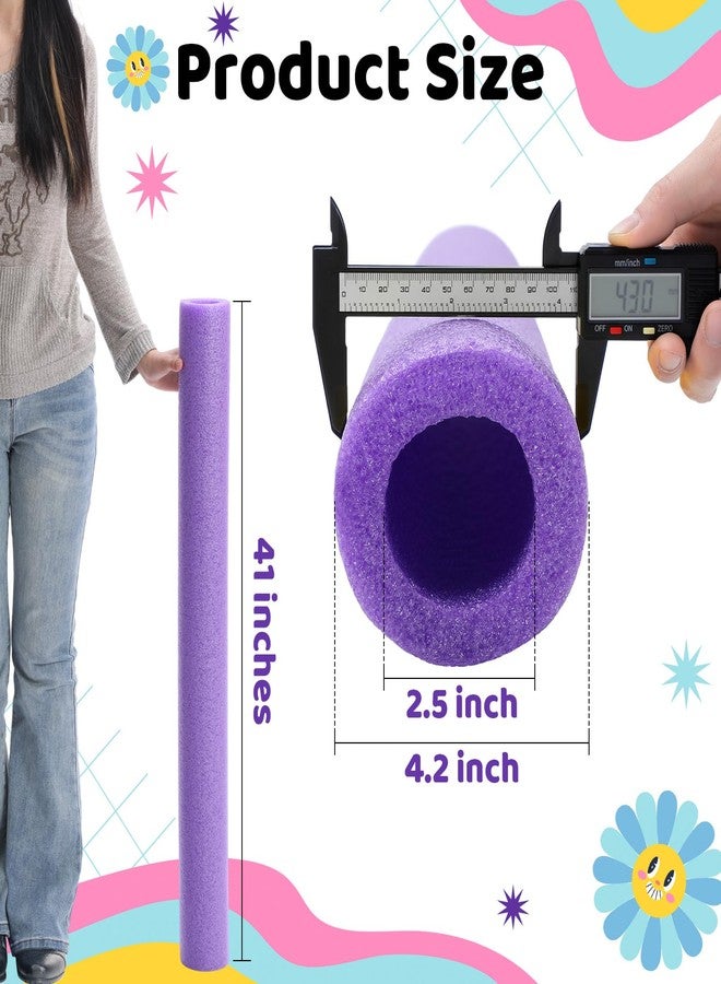 Hanaive 2 Pack Jumbo Pool Noodles 41 Inch x 4.1 Inch Foam Swim Hollow Swimming Noodle Bulk Bright Pool Noodles Floats Heavy Duty for Swimming Floating Craft Projects Decorations(Purple) - Image 2