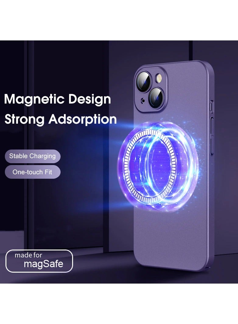 HEXABEX حافظة رفيعة للغاية لهاتف آيفون 14، حافظة شحن لاسلكية ماجسيف مغناطيسية رفيعة للغاية لهاتف أبل آيفون 14 6.1 أرجواني - Image 3