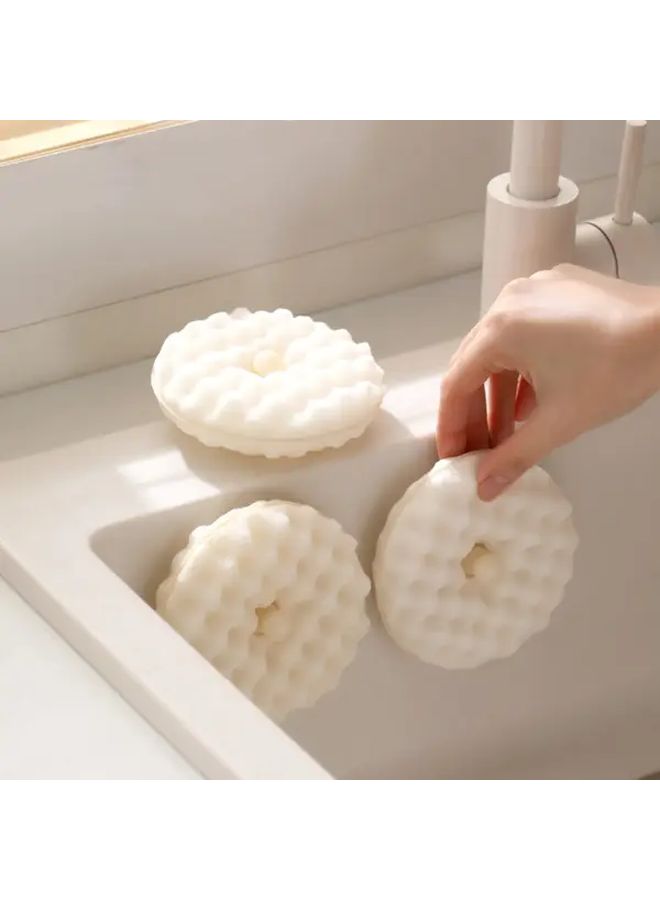 Double Sided Dishwashing Sponge With Microfiber Cloth Scouring Pad White - Image 1