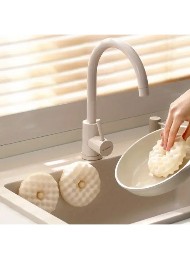 Double Sided Dishwashing Sponge With Microfiber Cloth Scouring Pad White - Image 2