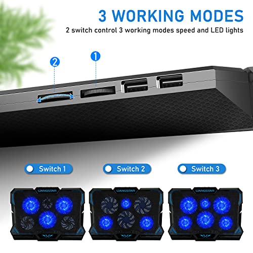 LIANGSTAR Laptop Cooling Pad, Laptop Cooler with 6 Quiet Led Fans for 15.6-17 Inch Laptop Cooling Fan Stand, Portable Ultra Slim USB Powered Gaming Laptop Cooling Pad, Switch Control Fan Speed Function - Image 5