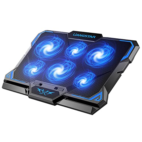 LIANGSTAR Laptop Cooling Pad, Laptop Cooler with 6 Quiet Led Fans for 15.6-17 Inch Laptop Cooling Fan Stand, Portable Ultra Slim USB Powered Gaming Laptop Cooling Pad, Switch Control Fan Speed Function - Image 1