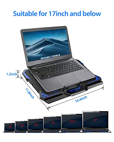 LIANGSTAR Laptop Cooling Pad, Laptop Cooler with 6 Quiet Led Fans for 15.6-17 Inch Laptop Cooling Fan Stand, Portable Ultra Slim USB Powered Gaming Laptop Cooling Pad, Switch Control Fan Speed Function - Image 4