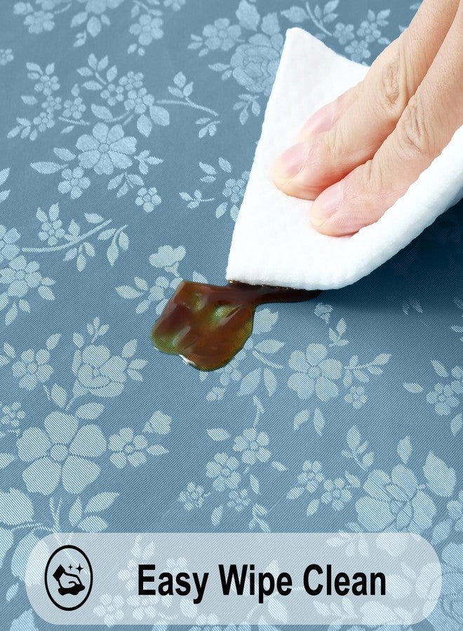 smiry مفرش طاولة سميري المستدير، مفرش طاولة من الفينيل المقاوم للماء شديد التحمل، غطاء طاولة قابل للمسح والغسل للمطبخ وغرفة الطعام (أزرق حجري، دائري 60 بوصة) - Image 3